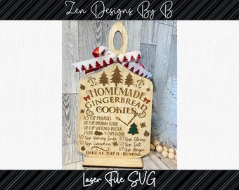 Homemade Gingerbread Cookies Recipe Laser SVG, Shelf sitter, Winter, Christmas, Cutting Board