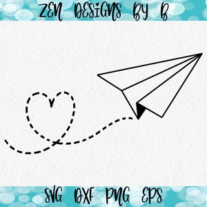 Paper Airplane SVG, Cut File, Line Art, Love
