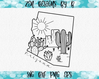 Arizona Desert Scene SVG Cut File, Cactus Sunset
