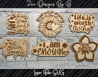 Positive Affirmations Laser Cut File Bundle SVG