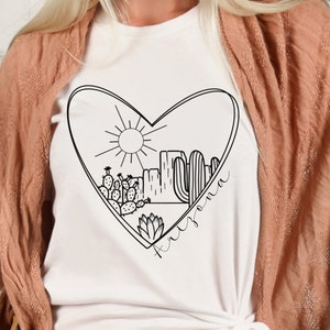 Desert Scene Arizona SVG Cut File, Heart Desert Scene, Cactus Sunset