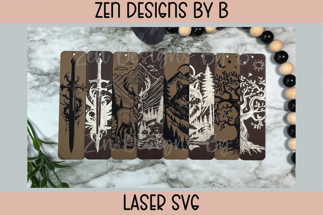 Laser Cut Bookmark SVG Bundle, Deer, Wolf, Sword, Tree of Life (set of ...