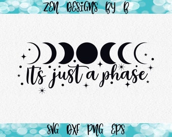 Solo una fase de la luna, archivo de corte SVG, estilo boho, meditación, zen.