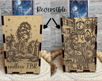 Endless TBR Reversible Bookmark Box Laser SVG, Book Nook Shelf Decor, Digital Download
