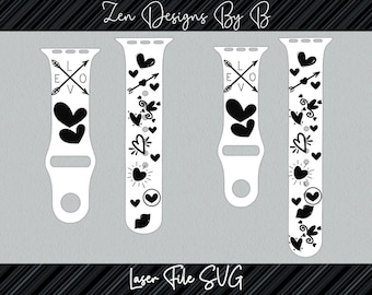 Heart Valentines Watch Band Laser SVG File for Silicone Band