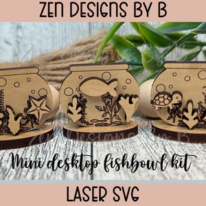 Miniature Desktop Fishbowl Kit Laser SVG, Fishbowl, Desktop Fishbowl, Set of 3 Fishbowls and Add ons image 6