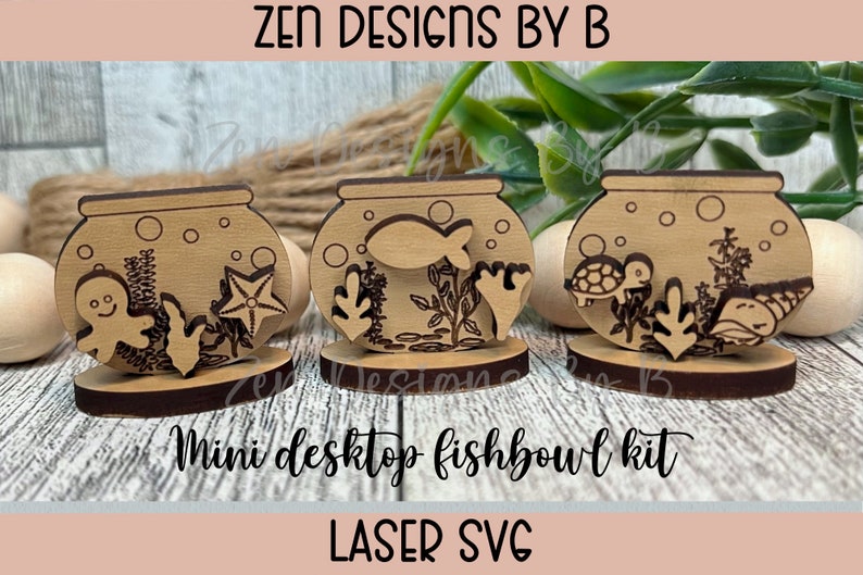 Miniature Desktop Fishbowl Kit Laser SVG, Fishbowl, Desktop Fishbowl, Set of 3 Fishbowls and Add ons image 6