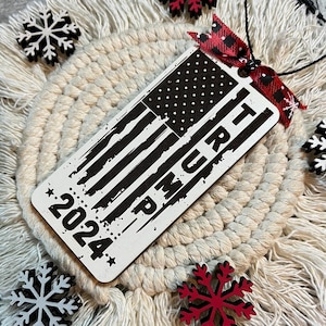 Trump 2024 Ornament, 47th President Ornament, Trump Ornament, Trump Flag Ornament, Trump with Flag Ornament