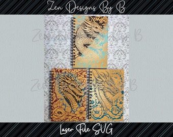 Dragon Notebook Cover SVG, Laser Cutting Design for Journal Makers, Instant Digital Download