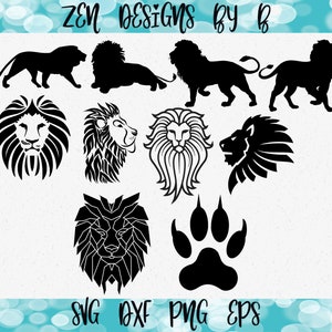 Lions SVG Cut File Bundle, Lion Head, Lion Paw