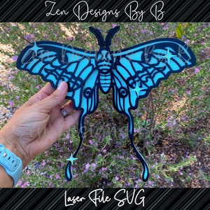 Luna Moth Laser SVG, 4 Layers Laser Cut Luna Moth, Luna Moth Wall Decor, Witchy Wall Decor Laser File