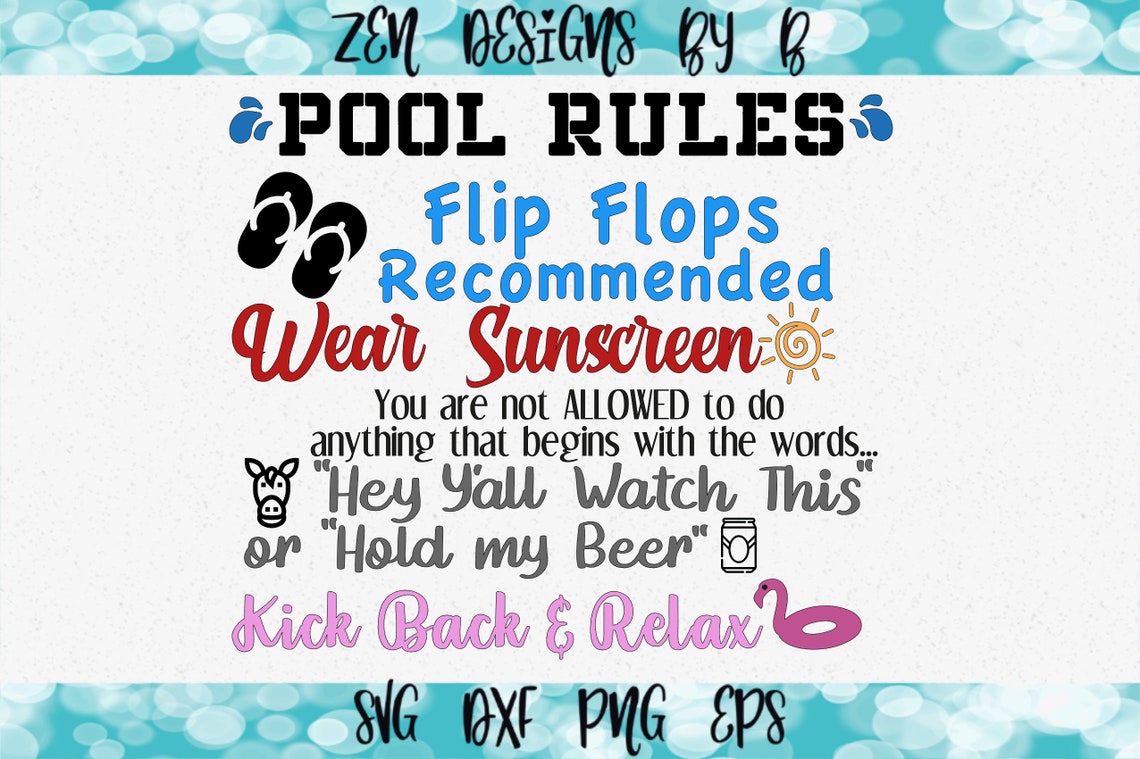 Pool Rules SVG Cut File Backyard Sign Pool Sign Pool Rules Etsy