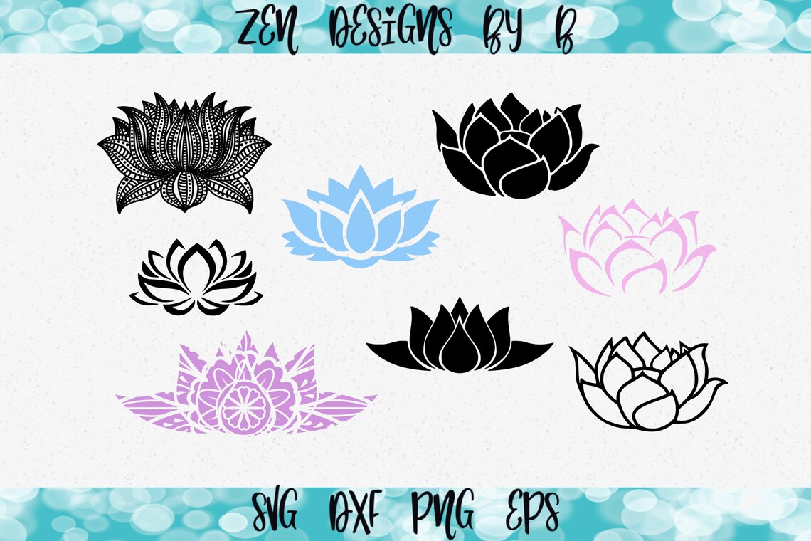 Lotus SVG Bundle Cut File flower mandala | Etsy