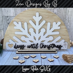 Christmas Countdown Laser SVG, Boho Snowflake Christmas Countdown