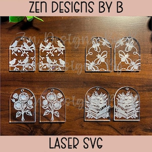 Spring Earring SVG Bundle, Floral, Bee, Book Stack (Laser Cut Files)