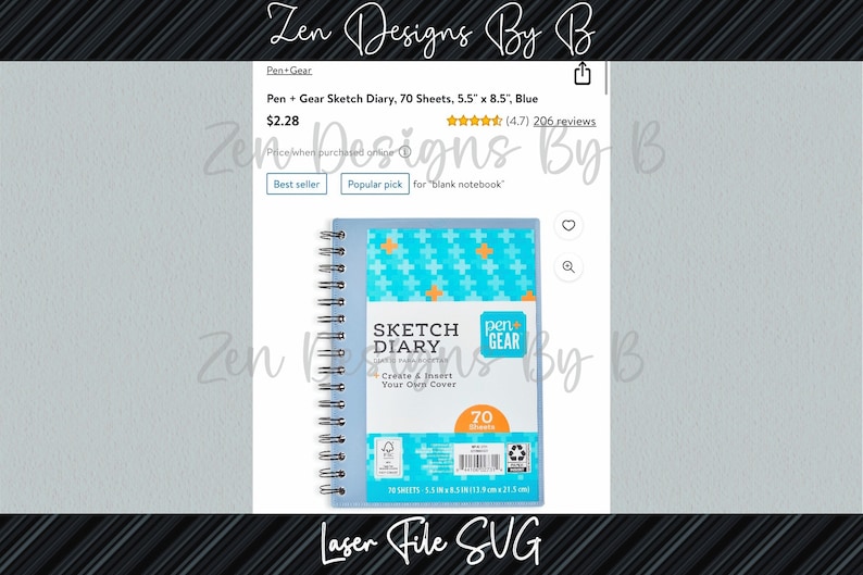 May include: A blue Pen + Gear Sketch Diary with a spiral binding. The cover features a turquoise pattern with orange accents. The notebook contains 70 sheets and measures 5.5 x 8.5 inches.