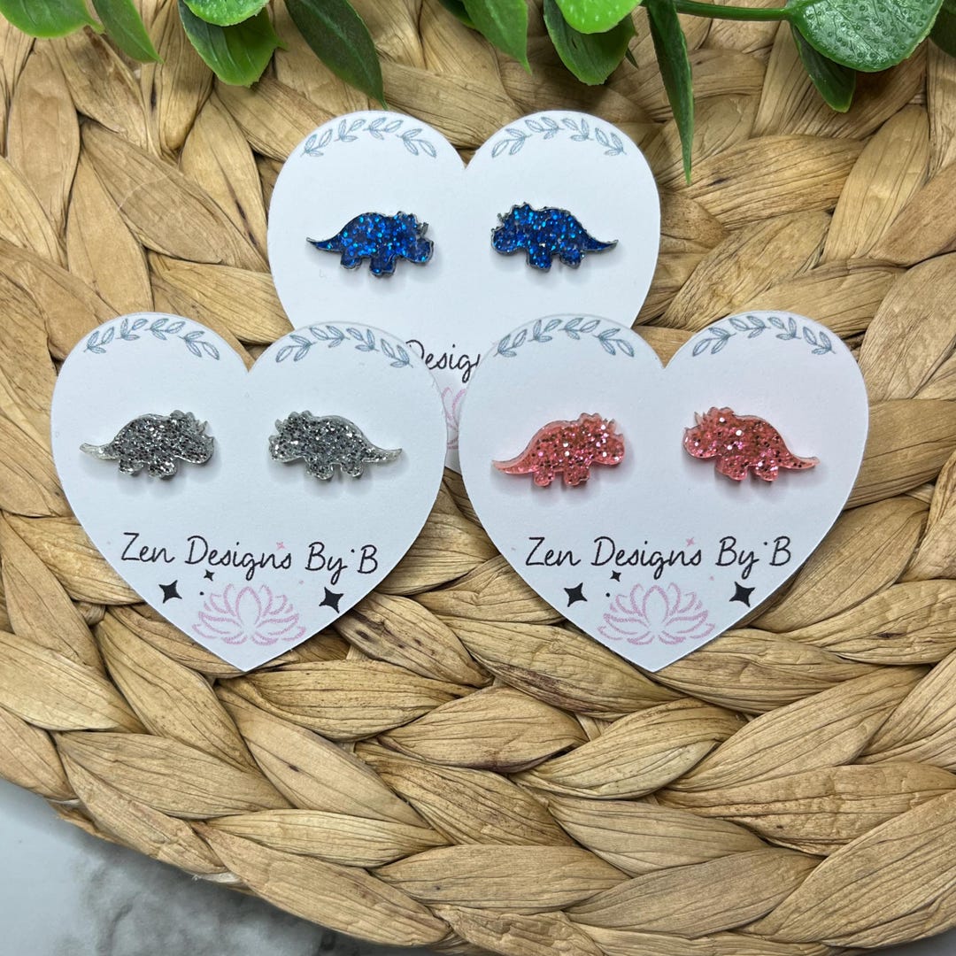 Orecchini a perno a forma di Velociraptor con glitter, gioielli in acrilico tagliati al laser, piccoli orecchini a perno a forma di raptor, regalo per gli amanti dei dinosauri, pendenti colorati