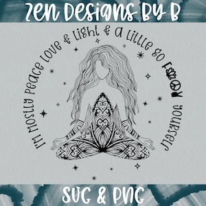 Peace Love and Light rond gesneden SVG-bestand, zen, mediteren, grappig