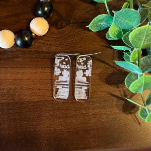Teacher Earrings, Read Earrings, Floral Pencil Earrings, Acrylic Earrings, Acrylic Dangle Earrings, Teaching Dangle Earrings