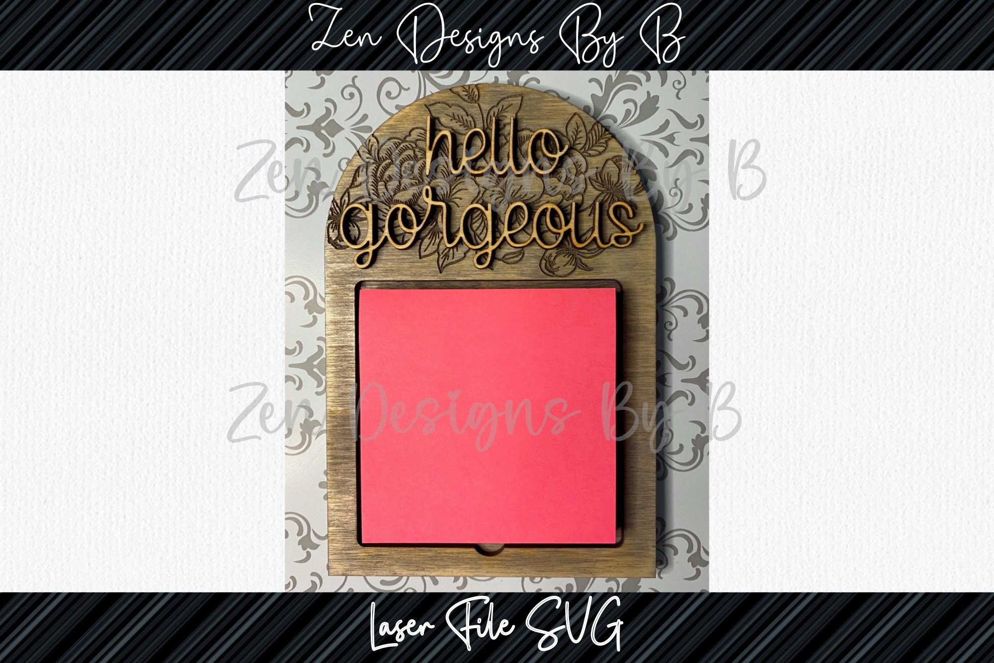 Floral Sticky Note Holder Laser SVG File - Etsy