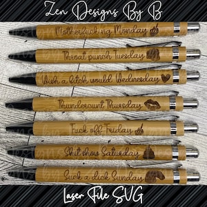 14 Bamboo Pen Designs Laser SVG File, Sweary Days of the Week, Monogram Florals, Fishing, Moon Phases & i love you(not pictured)
