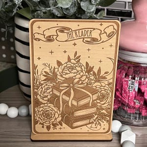 Bookshelf Decor The Reader, Bookshelf Sign, Bookshelf Decor, Book Shelf Accessories, Book Shelf Standing Sign, Tarot Card The Reader Sign