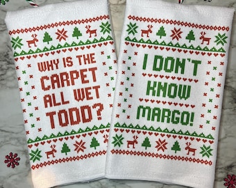 Funny Christmas Towel Set, Todd and Margo Towel Set, Funny White Elephant Christmas Vacation Gift Towel, Towel Gift Set Clark Griswold