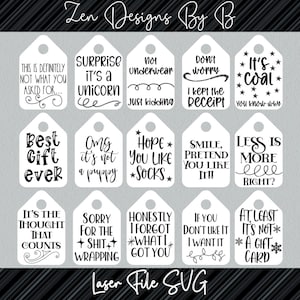 Gift Tag Laser Svg File, Christmas gift tags, funny gift tags