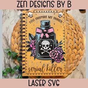 Funny Notebook Cover Laser SVG Bundle, Bookish Girly Designs image 6