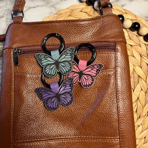 Butterfly Leather Bag Charm 1 Piece, Gift for Wife, Leather Butterfly Handbag Charm, Leather Gift, Butterfly Bag Charm