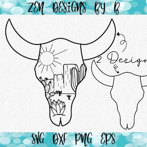 Desert Cow Skull SVG Cut File, Desert Scene