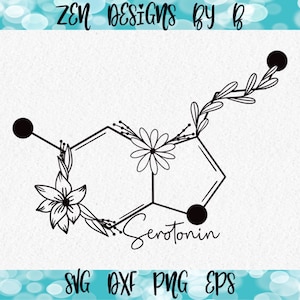 Serotonin SVG Cut File, Floral Serotonin Molecule