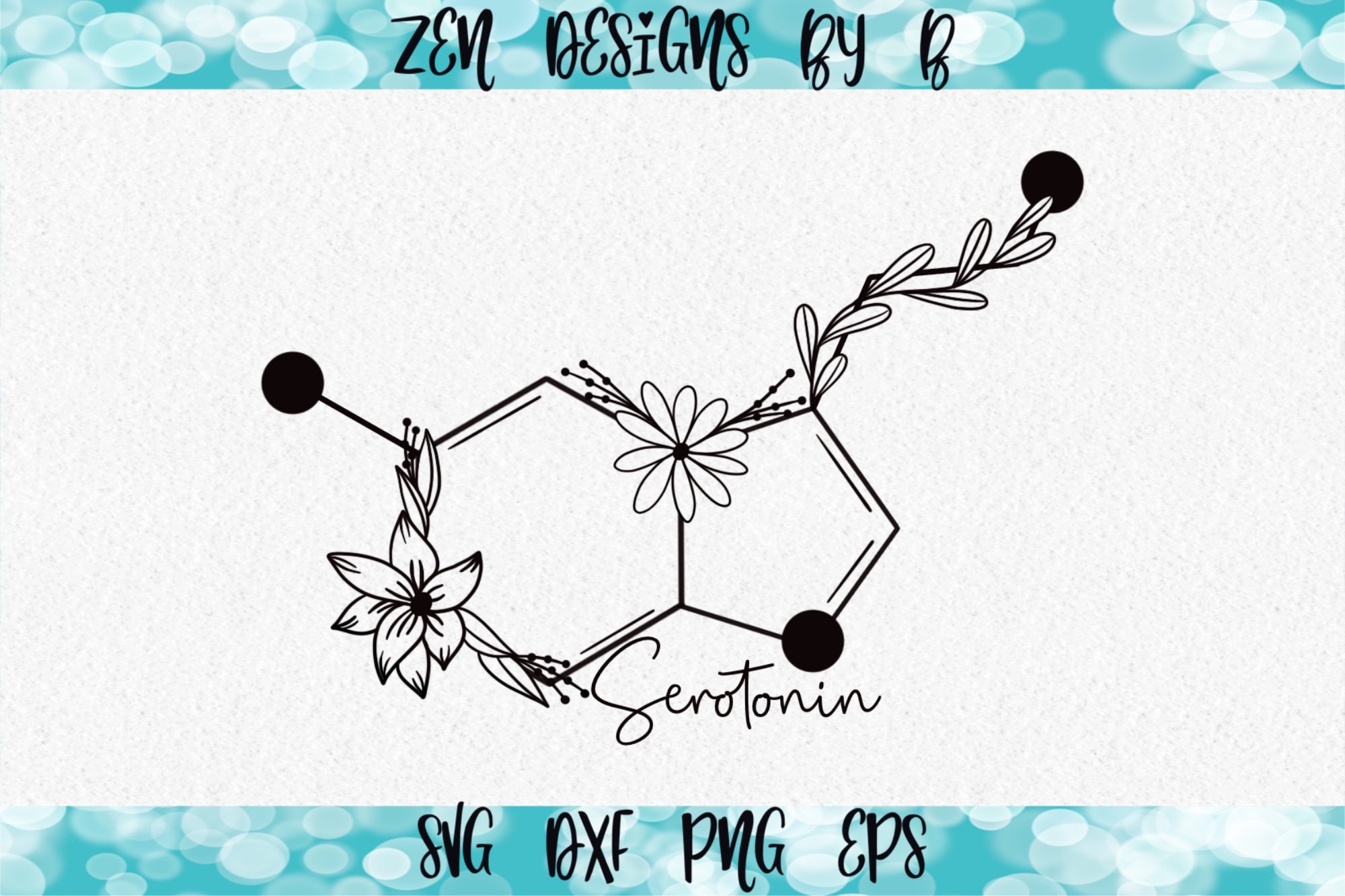 Serotonin SVG Cut File, Floral Serotonin Molecule - Etsy