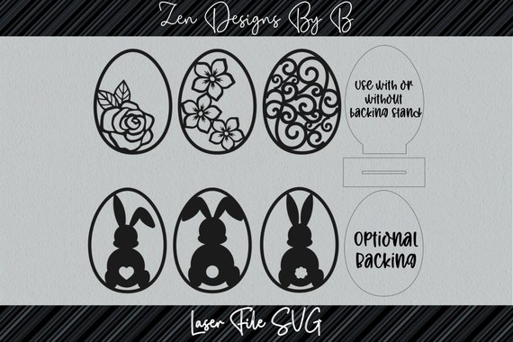 Stehende Ostereier Laser SVG, 6er Ostereier, Set, Osterhase