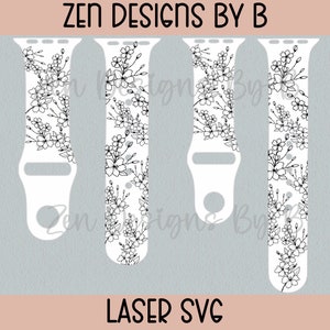 Cherry Blossom Watch Band Laser SVG File for Silicone Watch Band
