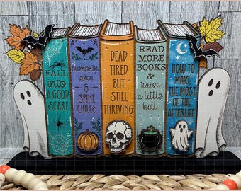 Halloween Books Shelf Sitter SVG, Laser Cut Files for Fall Decor