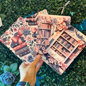 3D Bookish Kindle Insert, Clear Case Kindle Insert, Embroidered Book Stack Kindle Insert, Clay Carved Kindle Insert, Floral Kindle Insert
