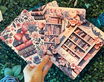 3D Book Stack Kindle Insert, Floral Embroidered Design