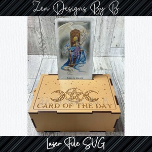 Tarot Card Box and Card of the Day Stand Laser SVG, Moon Phases, Crystal Box, Tarot Box, Wicca, Witch, Celestial