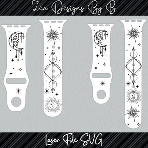 Celestial Moon Laser SVG File for Silicone Watch Band