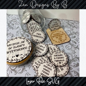 Sweary Affirmation Tokens and Stand Laser SVG, Adult Affirmations ...