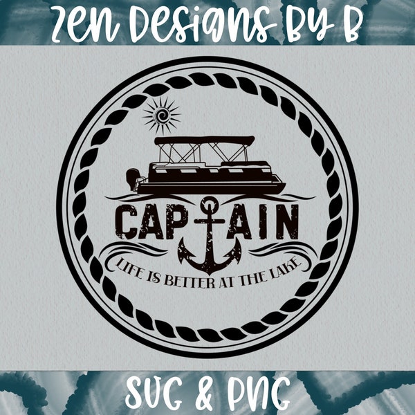 Pontoon Captain SVG Cut File, Pontoon, Boating, Summertime, Dad Gift, Fathers Daysummer PNG, Summer Sublimation