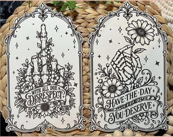 Snarky Skeleton Hand Laser SVG, Vintage Floral Wall Decor, Offensive Wall Art Instant Digital Download