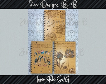 Lotus Notebook Cover Laser SVG Bundle (Digital Download)
