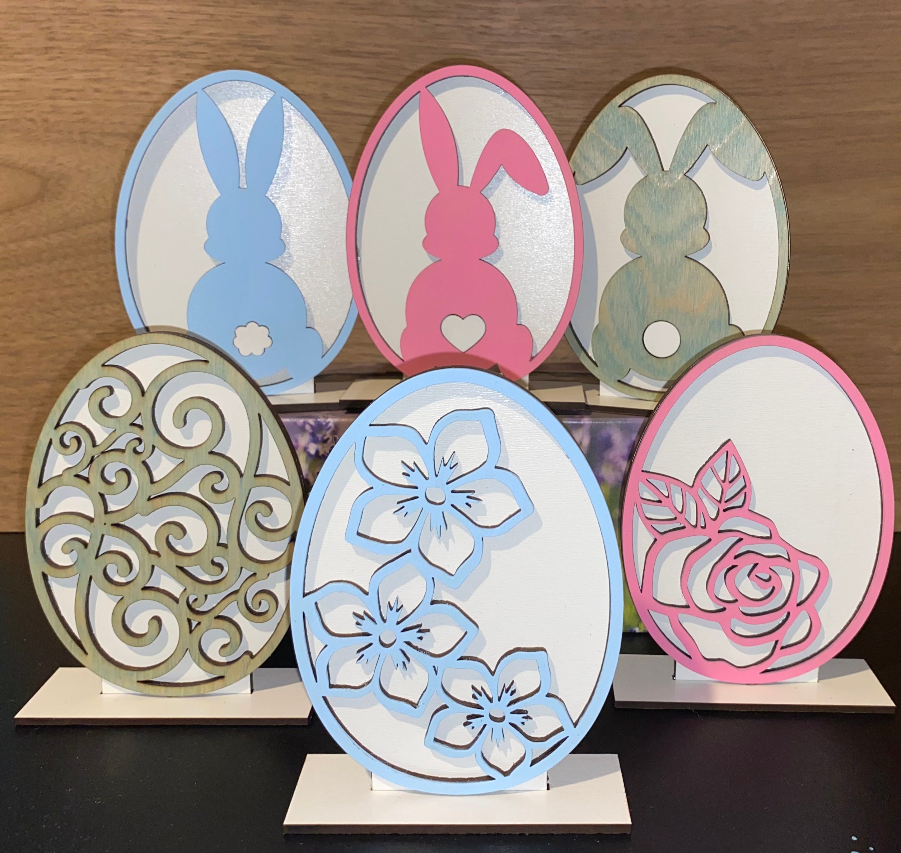 Ostereier, SVG, Ostereier Set, Laser Stehende 6er Osterhase