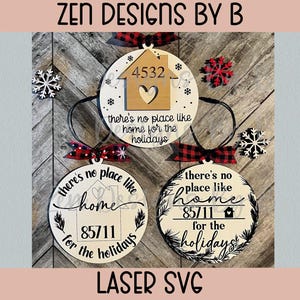Zip Code Ornament Laser SVG, House Number Christmas Ornament, No Place Like Home for the Holidays Ornament