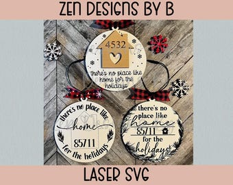 House Number Christmas Ornament Laser SVG, Zip Code Ornament (Digital Download)