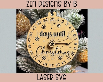 Christmas Countdown Ornament Laser SVG, Snowflakes Ornament (Digital Download)