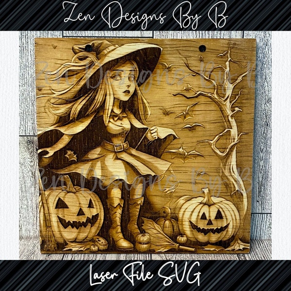 3D Laser Engrave Stay witch and pumpkins Sign, 3D Halloween Sign, Fall Decor, Fall Shelf Sitter, Halloween Sign with witch and jackolanterns