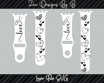 Valentines Love Watch Band Laser SVG File for Silicone Band